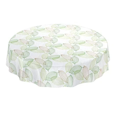 Afbeelding van ANRO Wasdoek tafelkleed, afwasbaar tafelkleed abstract stemming bladeren groen rond 100 cm