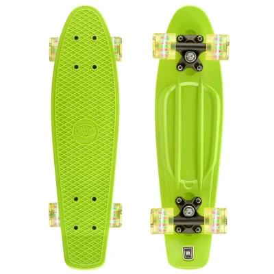 Afbeelding van Xootz Penny Board Mini Cruiser Skateboard Groen LED Wieltjes 22 inch