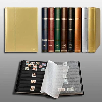 Afbeelding van Prophila Collection Metallic Edition 60 zwarte pagina&#039;s postzegelalbum insteekboek gewatteerde gouden omslag