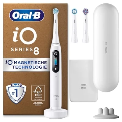Afbeelding van Oral B iO 8 Plus Edition Elektrische Tandenborstel + 3 opzetborstels reisetui Wit