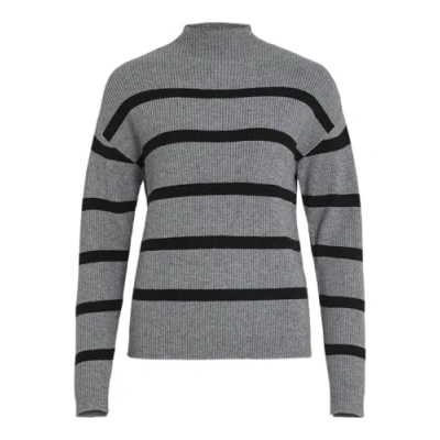 Afbeelding van VIRIL Mockneck L/S Knit Rib TOP 2 NOOS, Medium Grey Melange/Stripes: zwart, XS