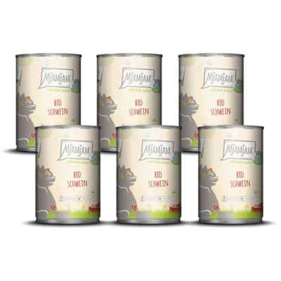 Afbeelding van MjAMjAM Premium natvoer voor katten natuurlijk lekker BIO varkensvlees, verpakking van 6 (6 x 400g), graanvrij met extra vlees