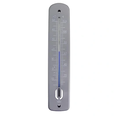 Afbeelding van Grote buitenthermometer 380 mm tuinthermometer voor buiten gebruik in de tuin, kas terras, zonneterras, toewijzing, muur, klassieke thermometer binnen temperatuurmeter (grijs)