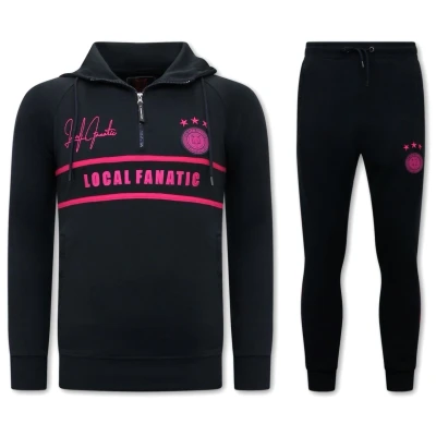 Afbeelding van Local Fanatic Heren Trainingspak Double Line Signed Blauw Roze Maat XXL