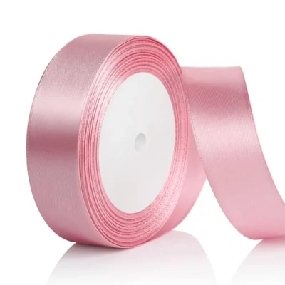 Afbeelding van AiQInu Satijnen lint roségoud 25 mm x 22 m voor geschenkverpakkingen, knutselen, boeketten, cadeaulinten bruiloften, naaiprojecten, strikken, decoratie