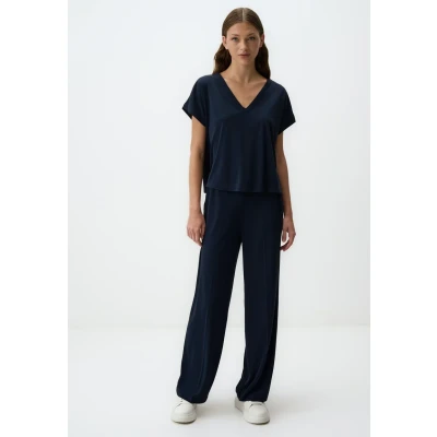 Afbeelding van Jimmy Key Vneck Short Sleeved Plain Tshirt basic, Dames, Maat: 42, Dark blue