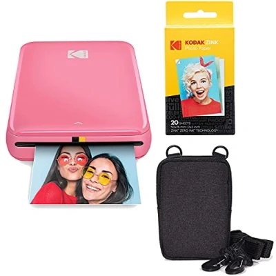 Afbeelding van KODAK Stap Instant Photo Printer met Bluetooth/NFC, ZINK Technology &amp; App voor iOS en Android (Roze) Go bundel
