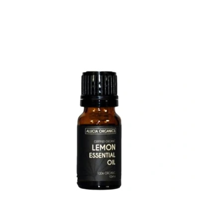 Afbeelding van Alucia Organics Gecertificeerde Biologische Citroen (Lemon) Essentiële Olie 10ml puur, natuurlijk, veganistisch, onverdund voor gebruik in huidverzorging, aromatherapie, massageblends en diffusers