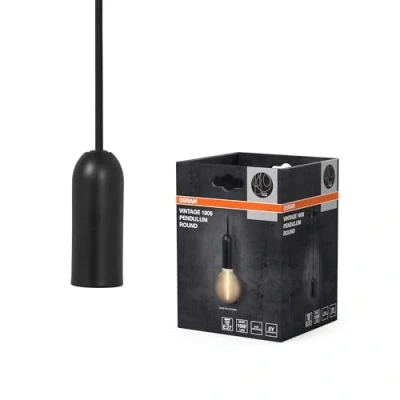 Afbeelding van OSRAM Vintage 1906® hanglamp ROND E27, zwart, max. 25W (LED 15W), E27 voet, ronde baldakijn, voor binnen, gecombineerd met 1906 lampen, slimme lampen