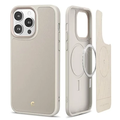 Afbeelding van CYRILL by Spigen Kajuk Mag Cover Compatibel met iPhone 14 Pro Max 6.7&quot; (2022) schokbestendige slanke beschermhoes in premium PU leer Cream