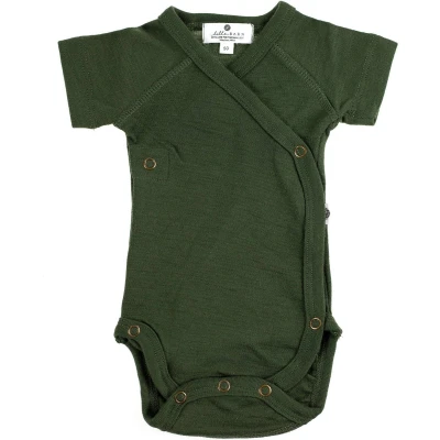 Afbeelding van Wollen Overslagromper korte mouw Merinowol Rifle Green 56 1 tot 3 maanden