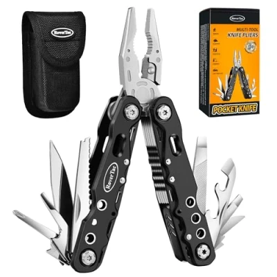 Afbeelding van RoverTac Multitool Zakmes, 14 in 1 Multi Tool Mes Tang Zaag Flesopener Veiligheidsslot Nylon Schede, Camping Hiking Gear voor Survival DIY, Geschenken Mannen Pap