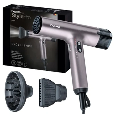 Afbeelding van Beurer HC 100 Haardroger Excellence föhn met digitale motor extreem krachtig en ultra licht gewicht 4 temperatuur &amp; blaasinstellingen voor snel zacht drogen styling mondstuk diffuser