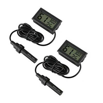 Afbeelding van INRIGOROUS Digitale thermometer Hygrometer, Set van 2 hygrometer Mini Sonde Thermometers Temperatuur Vochtigheidsmeter Meter voor Reptielen Incubator Aquarium Pluimvee Kantoor