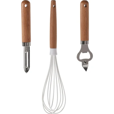 Afbeelding van Excellent Houseware 3 delige keukengerei set Opener/garde/schilmes Keuken gardes