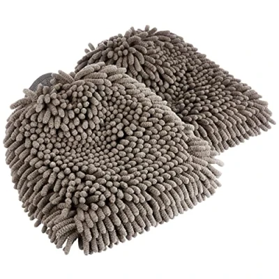 Afbeelding van Amazon Basics Deluxe microfiber autowashandschoenen, 2 stuks, grijs, 30 x 20 cm (L B)