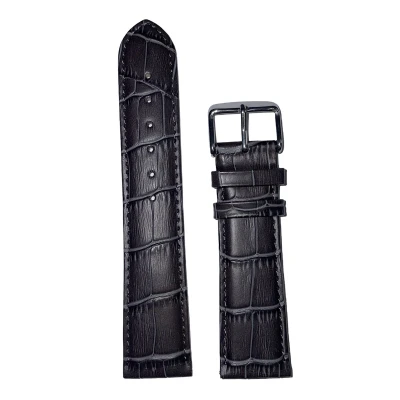 Afbeelding van Horlogeband 22mm Donker grijs Echt leer in croco print Roestvrijstalen gesp