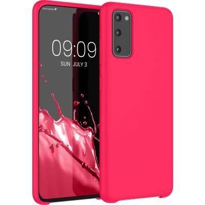 Afbeelding van kwmobile telefoonhoesje geschikt voor Samsung Galaxy S20 Hoesje met siliconen coating Smartphone case in neon roze