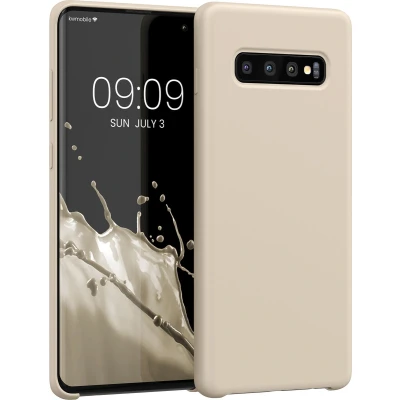 Afbeelding van kwmobile telefoonhoesje geschikt voor Samsung Galaxy S10 Plus / S10+ Hoesje met siliconen coating Smartphone case in mat crème