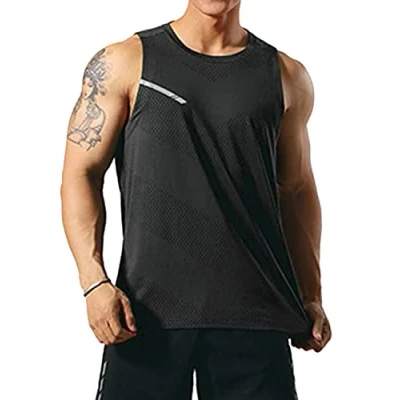 Afbeelding van Mannen Atletische Training Tops Mouwloze Hardloopshirts Opleiding Sneldrogend Sportschool Sportkleding Black 3XL