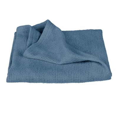 Afbeelding van roba Babydeken &#039;Seashells Indigo&#039; 80 x cm knuffeldeken in gebreide look van biologisch katoen GOTS &amp; Oeko Tex 100 gecertificeerd blauw