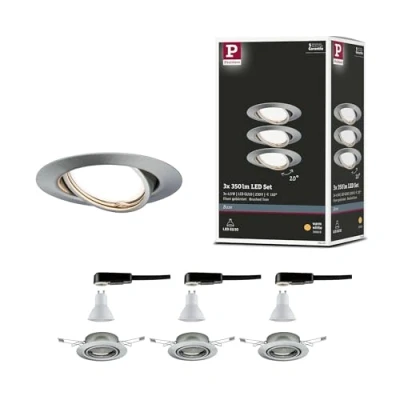 Afbeelding van Paulmann 93420 Base Inbouwlamp Set van 3 stuks LED GU10 15 W RVS (geborsteld)