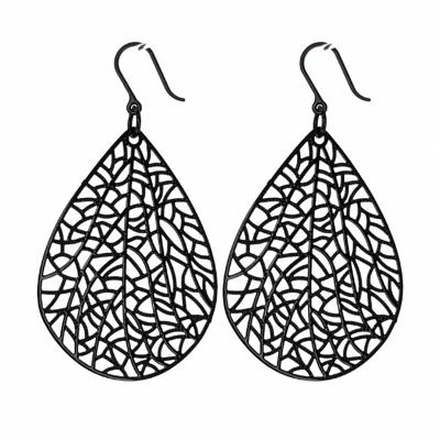 Afbeelding van Lange Oorbellen allergievrij zwart druppel Charme Bijoux