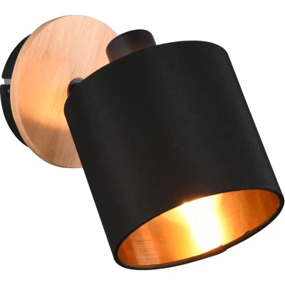 Afbeelding van REALITY TOMMY Spot Houtkleur excl. 1 x E14 Rond Zwart goud