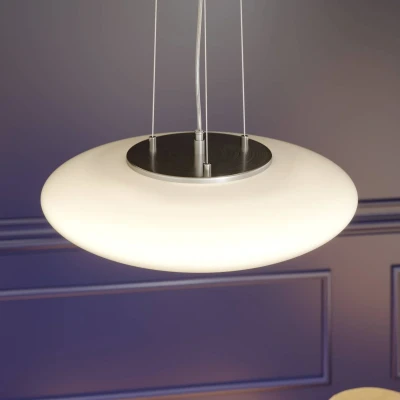 Afbeelding van Lindby hanglamp met dimmer glas, metaal H: 12.5 cm opaalwit, gesatineerd nikkel, chroom