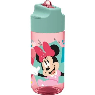 Afbeelding van p:os 35607 Disney Minnie Mouse drinkfles voor kinderen, waterfles met geïntegreerd rietje, inhoud ca. 360 ml, lekvrij, school, sport en vrije tijd