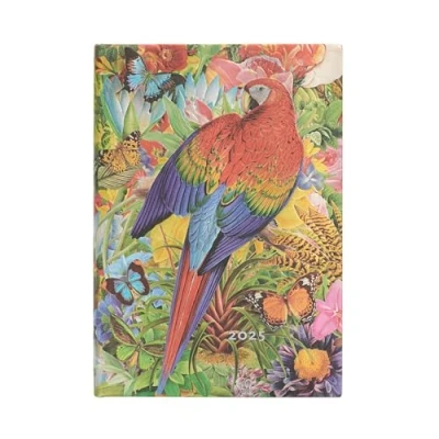 Afbeelding van Tropical Garden (Nature Montages) Midi 12 month Vertical Hardback Dayplanner 2025 (Elastic Band Closure): tydzień na dwóch stronach, zamykany gumkę, papier 100 gsm