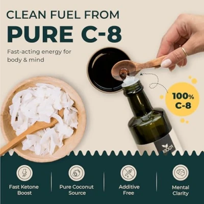 Afbeelding van FOODIN MCT olie C8, 3000 ml kokosolie, het beste voor ketogene voeding, ketonen om te drinken, 3 x meer (100% C8), kokosolie vloeibaar en smaakneutraal (6 500 ml)
