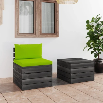 Afbeelding van 2 delige Loungeset met kussens pallet massief grenenhout