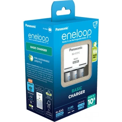 Afbeelding van Eneloop batterij NiMH, universele lader, basislader inclusief batterijen, 4x Micro, AAA, 800mAh, doos
