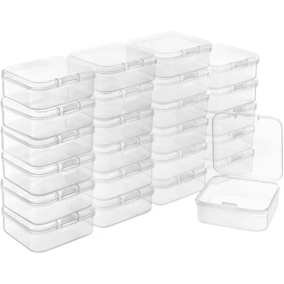 Afbeelding van Belle Vous Klein Helder Plastic Opslag Containers met Klemdeksel (24 Pak) L5,3 x B5,3 H1,7 cm Mini Pillen Doosjes, Kralen, Sieraden &amp; Hobby Items
