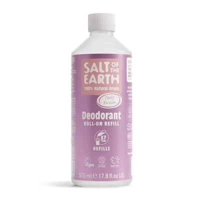 Afbeelding van Salt Of the Earth Natuurlijke deodorant Roll On Refill van, Peony Blossom veganistisch, langdurige bescherming, goedgekeurd door Leaping Bunny, gemaakt in het VK 525 ml
