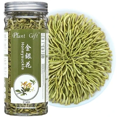 Afbeelding van Plant Gift Honeysuckle Tea 40G/1.41oz 金银花 Wild Lonicera japonica, losse kruidenthee, gedroogde bloem, 100% natuurlijke jin yin hua, kamperfoelie