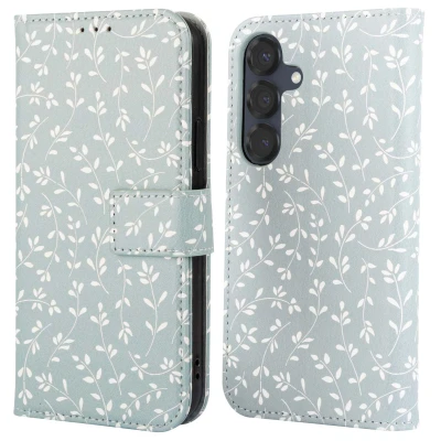 Afbeelding van imoshion Hoesje Geschikt voor Samsung Galaxy S25 Design Bookcase smartphone Smoke Green Flowers