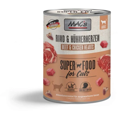 Afbeelding van MAC&#039;s CAT Blik 6x800g Rundvlees &amp; Kippenhartjes