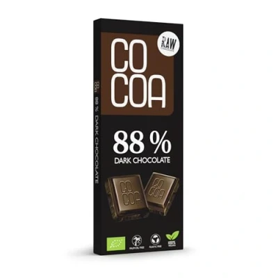Afbeelding van CO COA Donkere Chocolade 88% BIO 40g Glutenvrij, Vegan &amp; Biologisch Roh van Ongebrande Cacaobonen Zonder Witte Geraffineerde Suiker Met Kokosnectar Gezoet