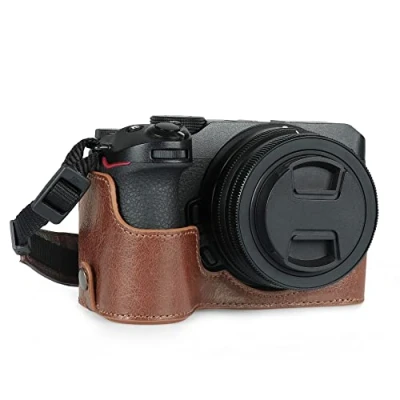 Afbeelding van MegaGear Ever Ready echt lederen halve camerabehuizing compatibel met Nikon Z30 (bruin)