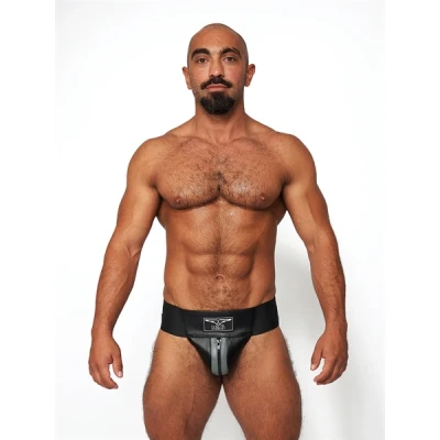 Afbeelding van Mister B Leren Premium Jockstrap Zwart / Grijs