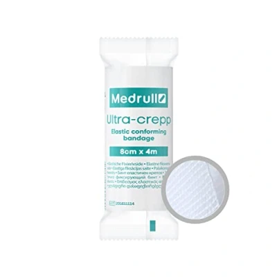 Afbeelding van Medrull 20 stuks gaasverbandset, 8 cm x 4 m, groot fixatieverband, ultra crêp, verbandmateriaal
