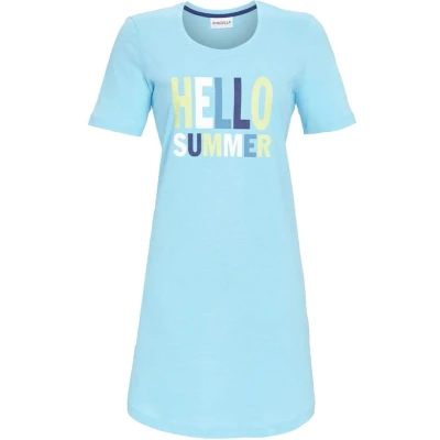 Afbeelding van Turquoise nachthemd zomer katoen Blauw Maat 38