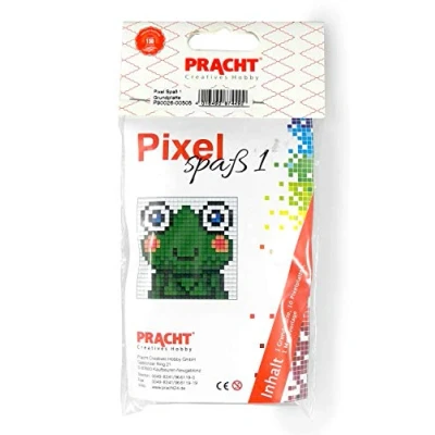 Afbeelding van Pixel P90026 00505 Leuke knutselset kikker voor kinderen, kleine pixelafbeelding op bodemplaat, eenvoudig insteeksysteem met steentjes van bioplastic, zonder strijken en lijmen