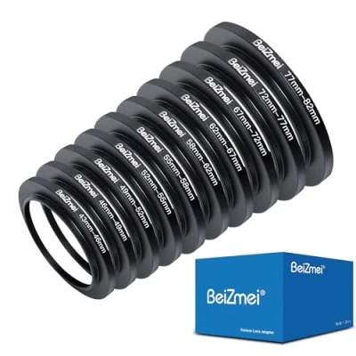Afbeelding van 10 stuks cameralens, filterring, metalen step up ring, compatibel met Nikon voor Canon en Sony camera, 43 46/46 49/49 52/52 55/55 58/58 62/62 67/67 72/72 77/77 82. CNC productie