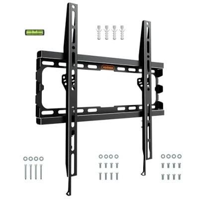 Afbeelding van VonHaus tv muurbeugel voor 32 70 inch beeldschermen, ultradunne beugel met waterpas, platte wandbeugel, 45 kg capaciteit, max. VESA: 400 x mm