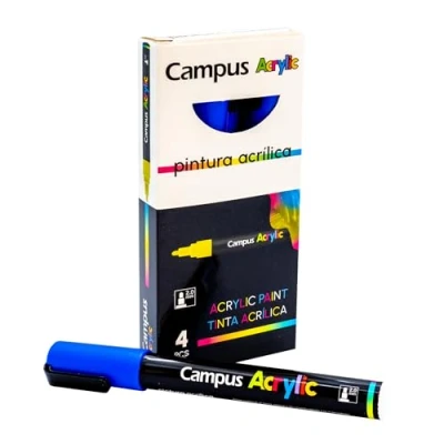 Afbeelding van Campus Acrylstiften, verpakking met 2 mm ronde punt, permanente marker op waterbasis, ondoorzichtig en sneldrogend (donkerblauw)