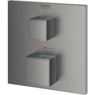 Afbeelding van Grohe grohtherm cube inbouwmengkraan opbouwdeel douche thermostaat eengreeps hard graphite geborsteld 24153al0
