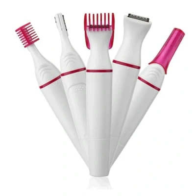 Afbeelding van wenkbrauwtrimmer voor vrouwen, elektrische pijnloos, echt, wenkbrauwscheerapparaat, lippen, snor en kin met wenkbrauwkam (wit2)
